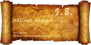 Ványi Bianka névjegykártya